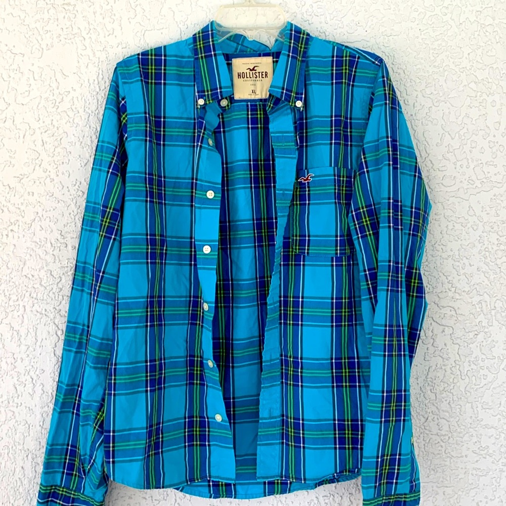 HOLLISTER CHECKERED SOFT BUTTON DOWN SHIRT SIZE XL